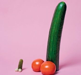 kleine en vergrote penis op het voorbeeld van groenten